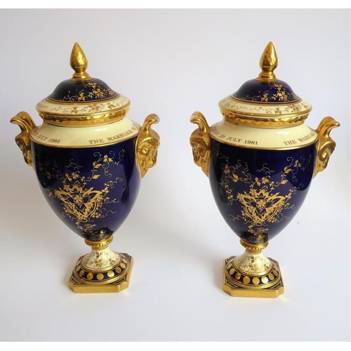 3 - Four pieces of Fine Coalport porcelain: two limited edition (88 and 89 of 250) hand-gilded two-handl... 