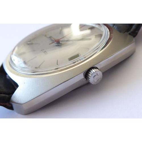 304 - A gentleman's Omega Electronic Chronometer f 300 steel-cased wristwatch; grey signed dial with baton... 