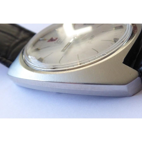 304 - A gentleman's Omega Electronic Chronometer f 300 steel-cased wristwatch; grey signed dial with baton... 