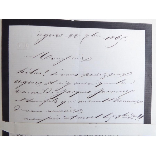 317 - A late 19th century album of approximately 90 autograph letters and autograph clippings. Mostly 1860... 