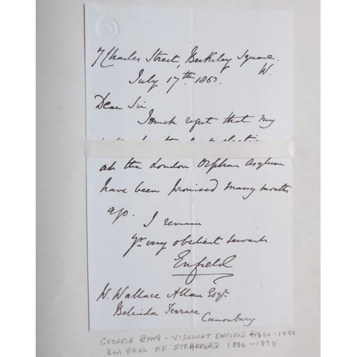 317 - A late 19th century album of approximately 90 autograph letters and autograph clippings. Mostly 1860... 