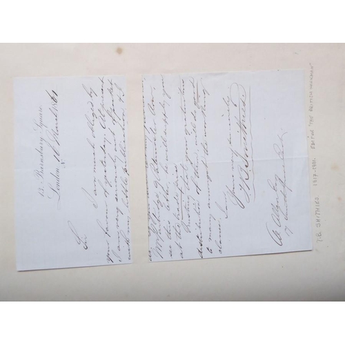 317 - A late 19th century album of approximately 90 autograph letters and autograph clippings. Mostly 1860... 