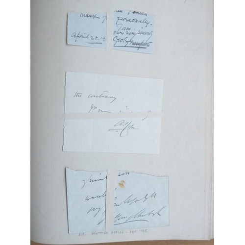 318 - A late 19th century album of autograph letters and clippings. Approximately 70, mostly artists and a... 