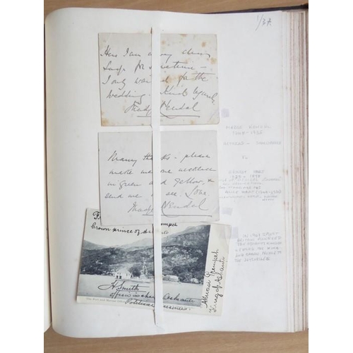 318 - A late 19th century album of autograph letters and clippings. Approximately 70, mostly artists and a... 