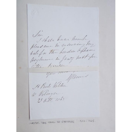 318 - A late 19th century album of autograph letters and clippings. Approximately 70, mostly artists and a... 