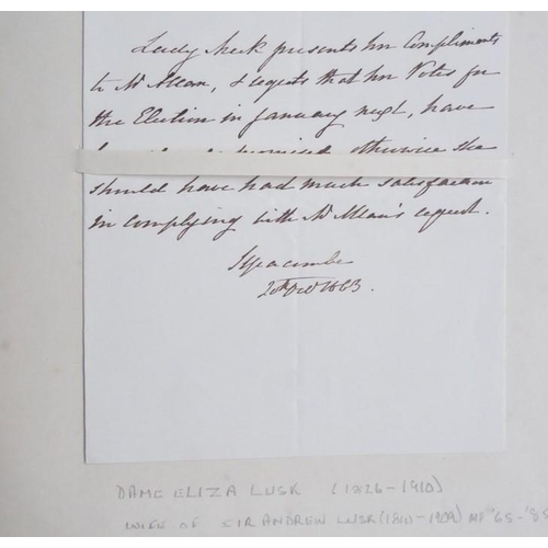 318 - A late 19th century album of autograph letters and clippings. Approximately 70, mostly artists and a... 