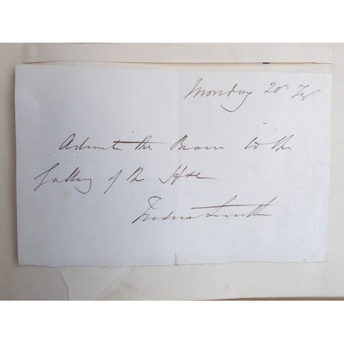 318 - A late 19th century album of autograph letters and clippings. Approximately 70, mostly artists and a... 