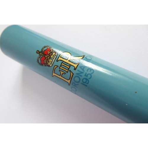 320 - An Elizabeth II staff officer's baton; gold and light-blue painted and relating to the 1953 Coronati... 