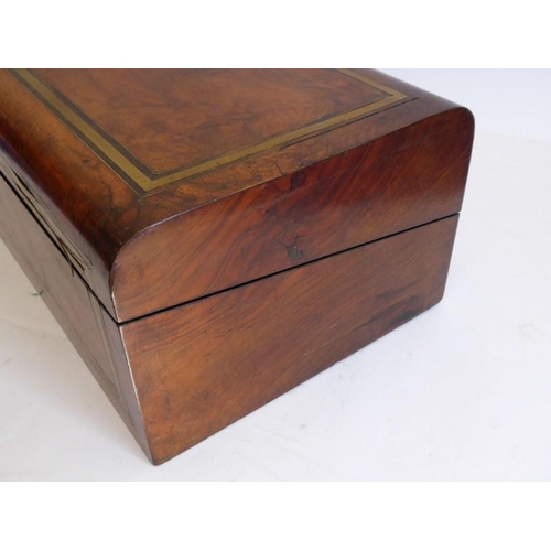 322A - A fine and large 19th century figured walnut and brass-strung/inlaid double-size writing slope; the ... 