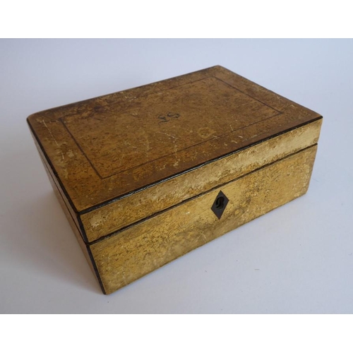 347 - A George III period box with kite-shaped escutcheon containing a variety of silver plated round butt... 