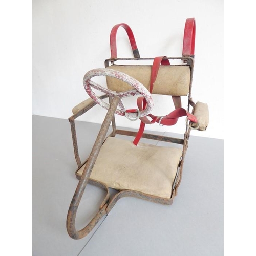 349 - An original early/mid 20th century child's novelty hanging seat with adjustable steering wheel (35.5... 