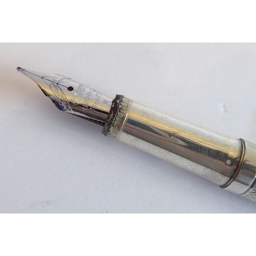 354 - A wooden cased 'YARD O LED' hallmarked silver fountain pen;  in original as new condition and fully ... 