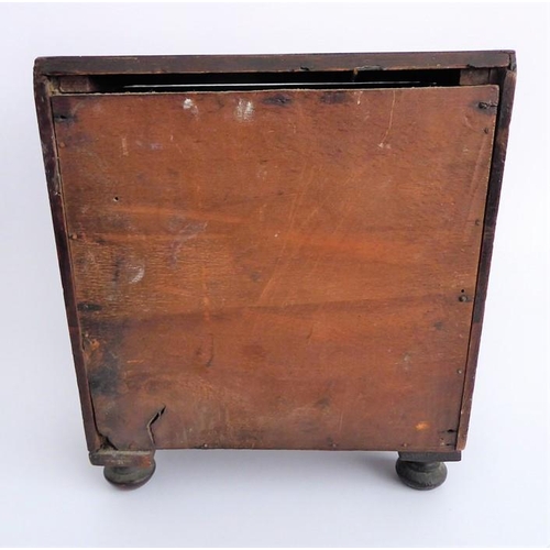 387 - An early/mid-19th century mahogany caddy top apprentice chest; comprising four full-width graduated ... 