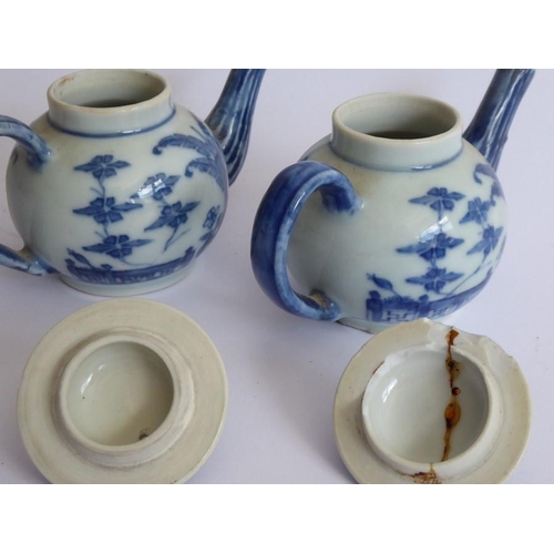 40 - 18th/19th century Chinese blue and white ceramics: miniature teapots and tea bowls, one octagonal po... 