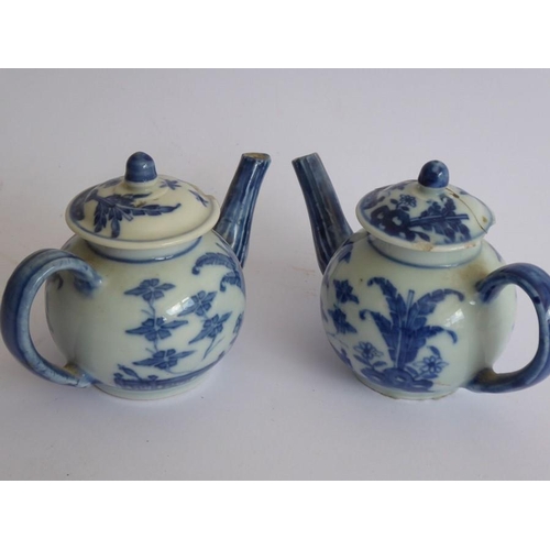 40 - 18th/19th century Chinese blue and white ceramics: miniature teapots and tea bowls, one octagonal po... 