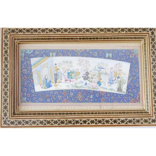 403 - 20th century Persian School in the 17th century style: a series of three miniature paintings, two ot... 