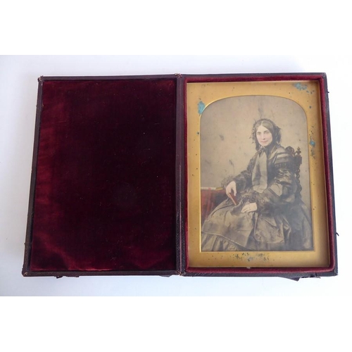 411 - A cased pair of 19th century three-quarter length watercolour portrait miniature studies, a man of t... 