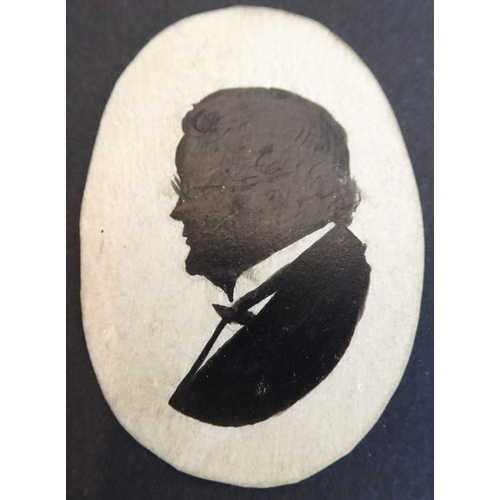 418 - An interesting selection of early/mid-19th century portrait silhouettes to include W M Thackeray (si... 