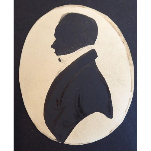 418 - An interesting selection of early/mid-19th century portrait silhouettes to include W M Thackeray (si... 