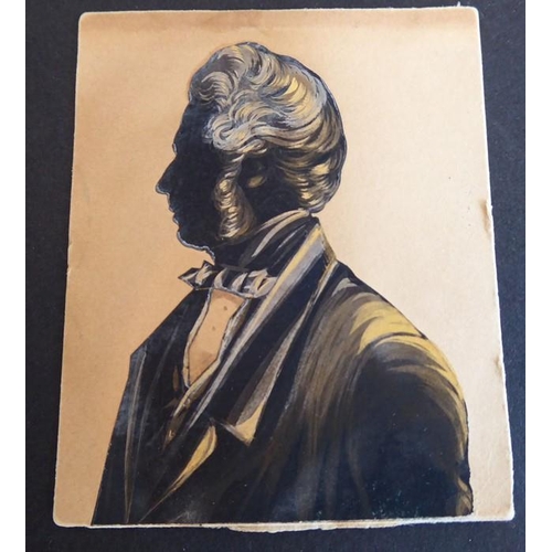 418 - An interesting selection of early/mid-19th century portrait silhouettes to include W M Thackeray (si... 