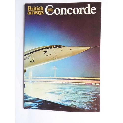 438 - A rare 1978 Concorde timetable together with three early brochures, a 'Supersonic Stereo' inflight m... 