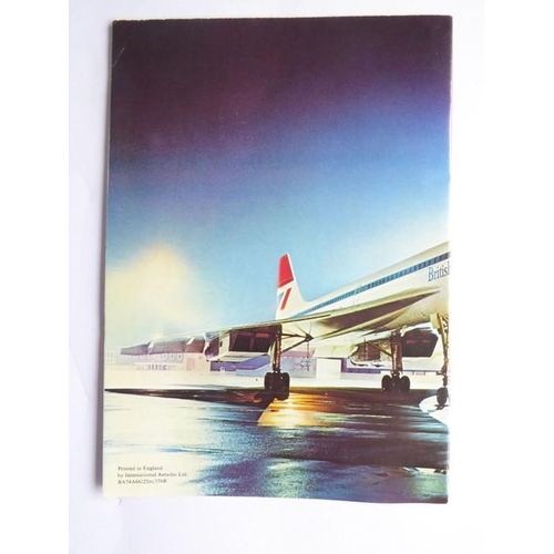 438 - A rare 1978 Concorde timetable together with three early brochures, a 'Supersonic Stereo' inflight m... 