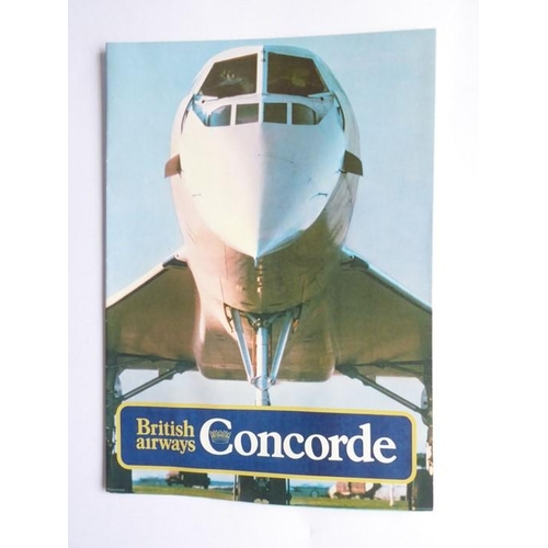 438 - A rare 1978 Concorde timetable together with three early brochures, a 'Supersonic Stereo' inflight m... 