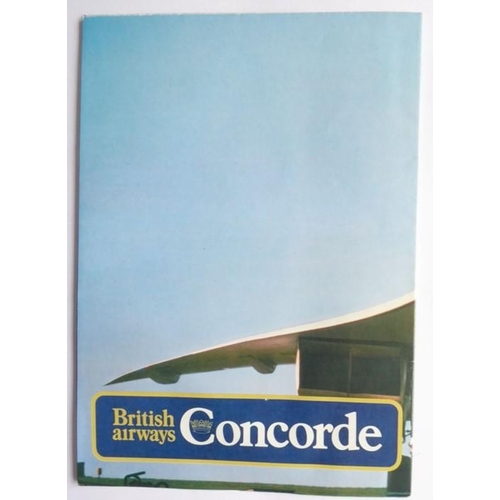 438 - A rare 1978 Concorde timetable together with three early brochures, a 'Supersonic Stereo' inflight m... 