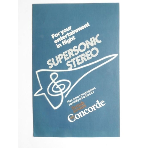 438 - A rare 1978 Concorde timetable together with three early brochures, a 'Supersonic Stereo' inflight m... 