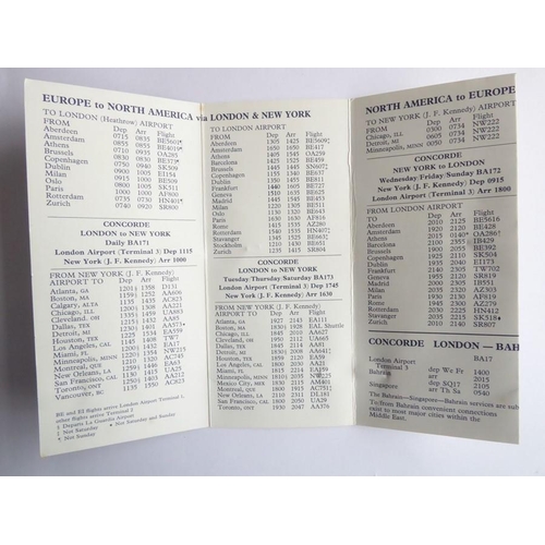 438 - A rare 1978 Concorde timetable together with three early brochures, a 'Supersonic Stereo' inflight m... 