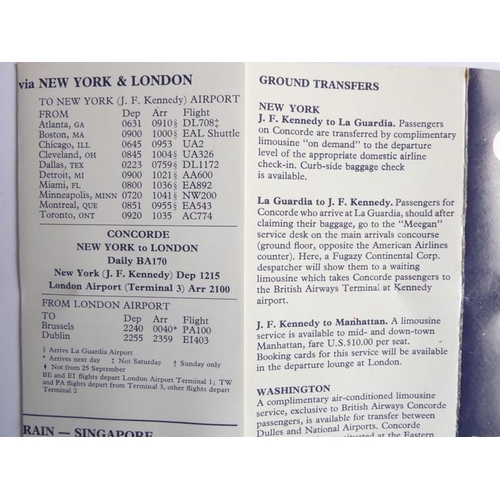 438 - A rare 1978 Concorde timetable together with three early brochures, a 'Supersonic Stereo' inflight m... 