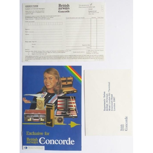 438 - A rare 1978 Concorde timetable together with three early brochures, a 'Supersonic Stereo' inflight m... 