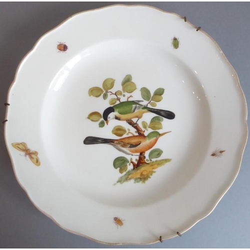 45 - A long and rare set of 36 late 19th century Meissen porcelain dishes; each with shaped gilded border... 