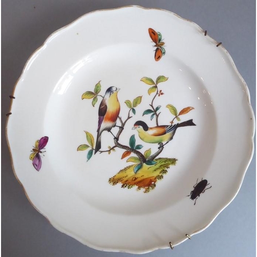 45 - A long and rare set of 36 late 19th century Meissen porcelain dishes; each with shaped gilded border... 