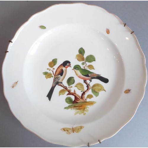 45 - A long and rare set of 36 late 19th century Meissen porcelain dishes; each with shaped gilded border... 