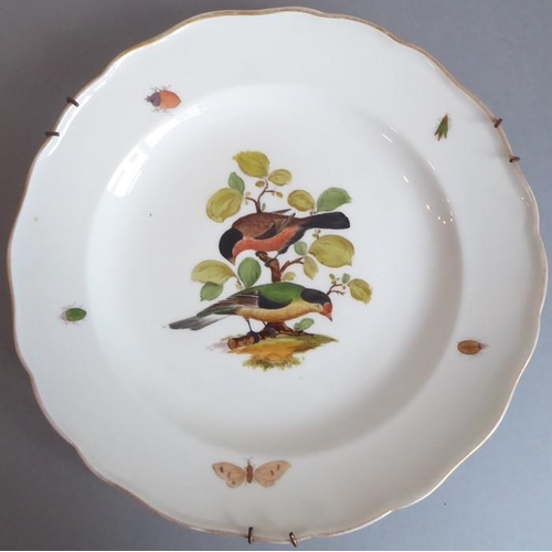 45 - A long and rare set of 36 late 19th century Meissen porcelain dishes; each with shaped gilded border... 