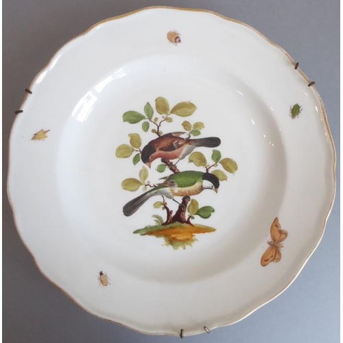 45 - A long and rare set of 36 late 19th century Meissen porcelain dishes; each with shaped gilded border... 