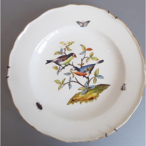 45 - A long and rare set of 36 late 19th century Meissen porcelain dishes; each with shaped gilded border... 