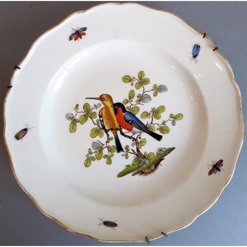 45 - A long and rare set of 36 late 19th century Meissen porcelain dishes; each with shaped gilded border... 