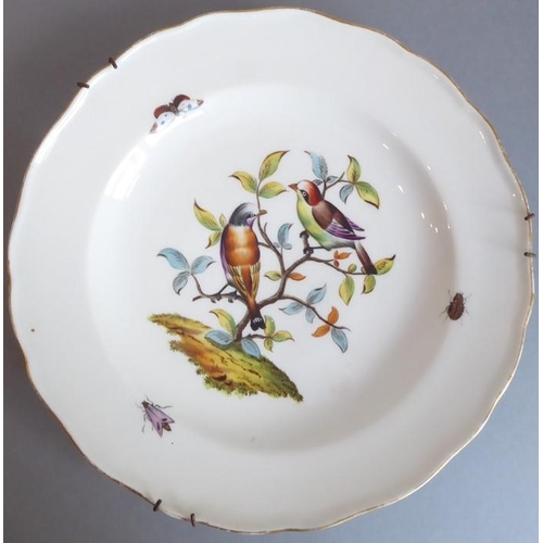 45 - A long and rare set of 36 late 19th century Meissen porcelain dishes; each with shaped gilded border... 