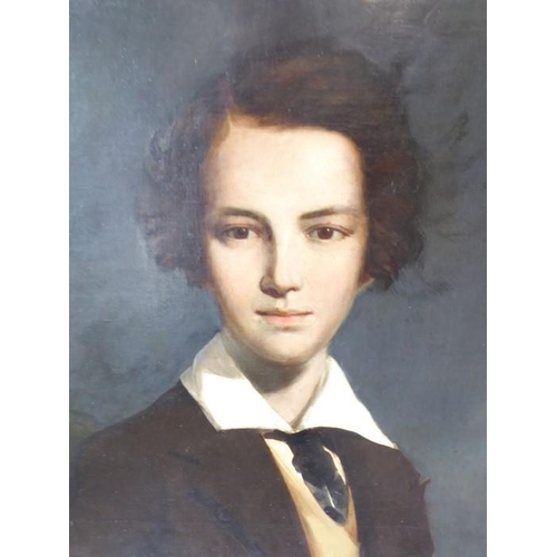 452 - Circle of Sir Francis Grant PRA - Portrait of Darrell Holled Webb Horlock as a young man,  ¾ length ... 