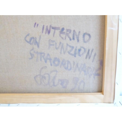 509 - Salvo (Italian 1947-2015) - ‘Interno con Funzioni Straordinaire’ (1990). Signed, inscribed and dated... 