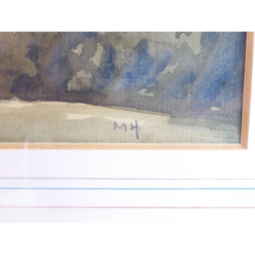 514 - Martin Hardie VPRI RSW (Scottish 1858 – 1917), Landscape study with Poplars, Init. watercolour & gou... 