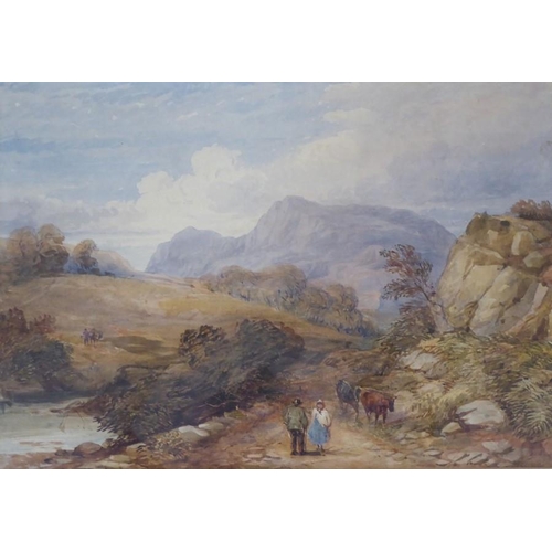 517 - Attrib. to John Syer (British 1815 – 1885), Rustics Meeting on a Country Path, Watercolour 10 ¾ x 15... 