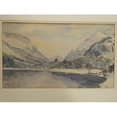 530 - Keith Andrew RCA (Welsh born 1947), A Mountainous Welsh Winter Landscape, Pencil & watercolour, 11 x... 