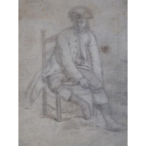 531 - Circle of Paul Sandby RA (British 1725 – 1809), A Sportsman Seated Putting on his Boots, Pencil on g... 