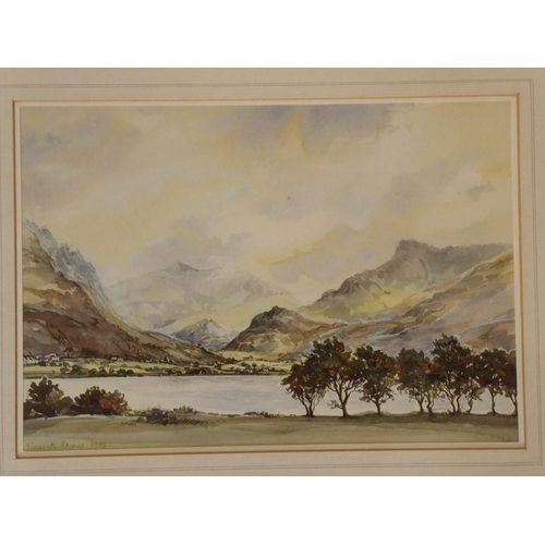 536 - Elizabeth Haines (Welsh Contemp.), ‘Across Llyn Nantlle Towards Snowdon’, Signed & dated 1985 waterc... 