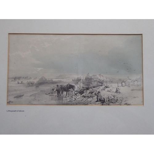 539 - Edward Duncan RWS (1803-1882) - Wreckers on the Gower Coast. Pencil & Brown Washes, 6 ¼ x 11 ¾ ins (... 