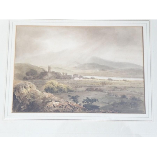 544 - Attributed to W. W. Gill (fl. 1854-1867) - An extensive Welsh? mountainous lake landscape with churc... 