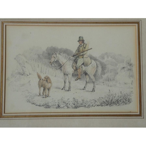 559 - Four drawings of British sporting interest and a pair of prints: 
 1. Cuthbert Bradley (British 1861... 